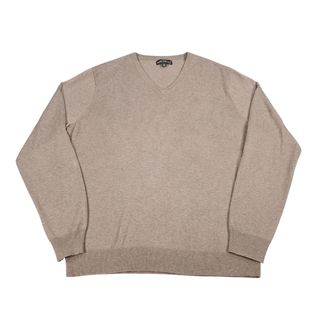 J Crew Mercantile Mens Merino Wool‎ Blend Sweater Tan V Neck Pullover XL